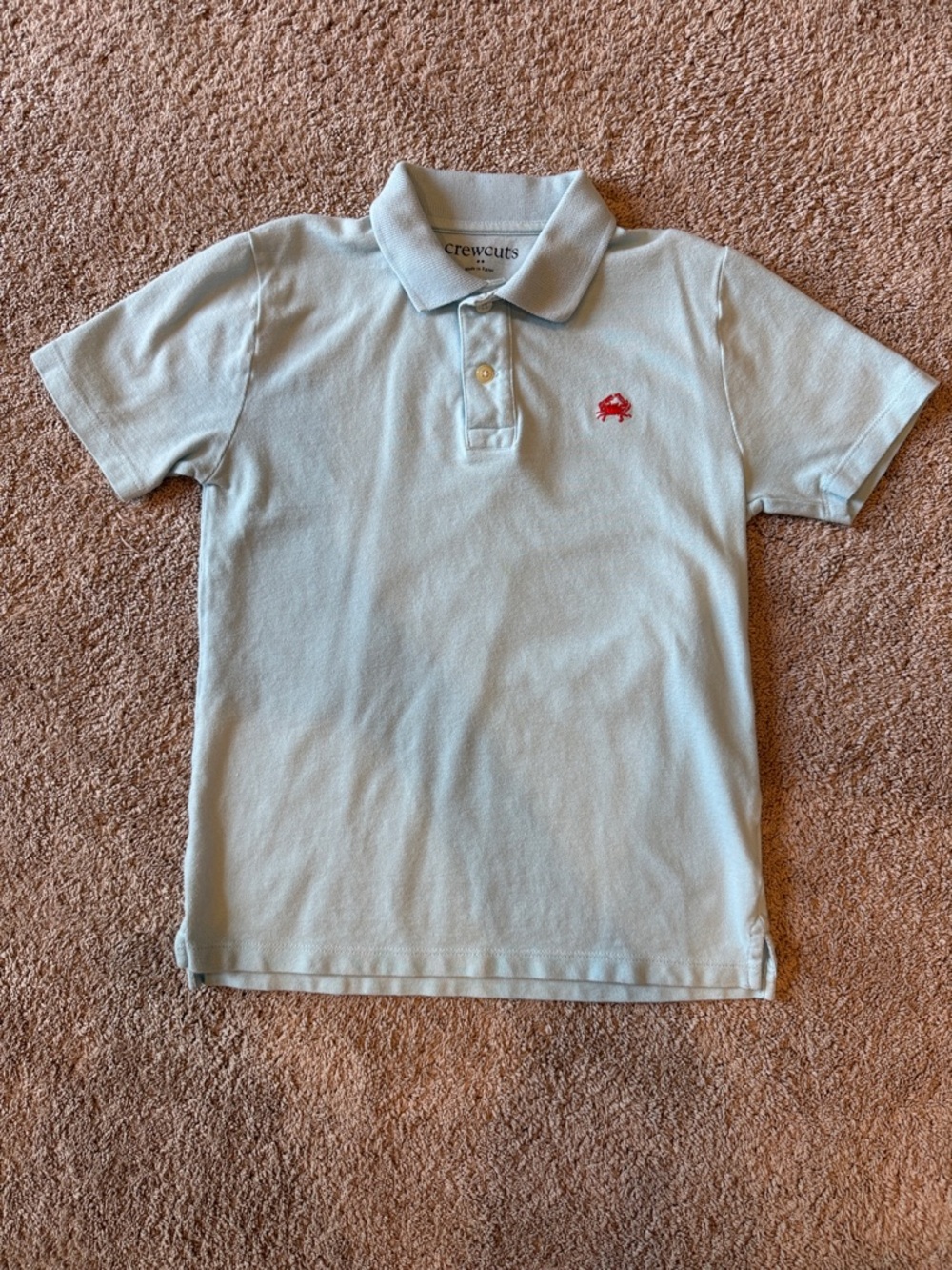 Crewcuts Light Blue Polo with Red Crab Embroidery